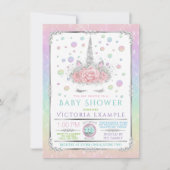 Eenhoorn Gezicht Regenboog Parel Baby Douche Uitno Kaart (Voorkant)