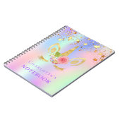 Eenhoorn gezicht roze gouden sterren holografisch notitieboek (Linkerzijde)