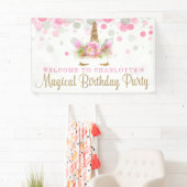 Eenhoorn Gezicht Schattigee Eenhoorn Verjaardagsfe Spandoek (Insitu)