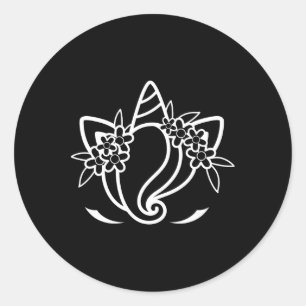 Eenhoorn Gezicht Schattigee Wimpers Zondag Paasblo Ronde Sticker
