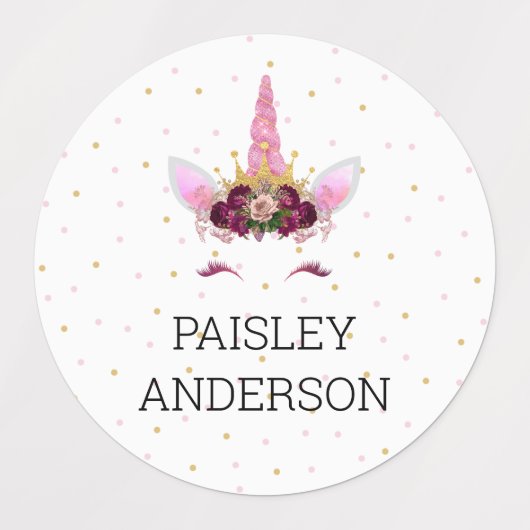 Eenhoorn Gezicht Variëteit naam stickers (Design 1)