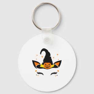Eenhoorn Gezicht Wimpers Heks Pompoen Enge Hallowe Sleutelhanger