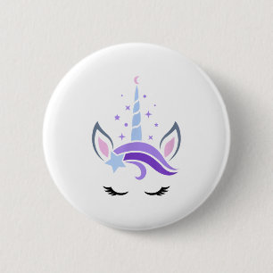 Eenhoorn Gezicht Wimpers Hemelse Maan Ster Boho Lu Ronde Button 5,7 Cm