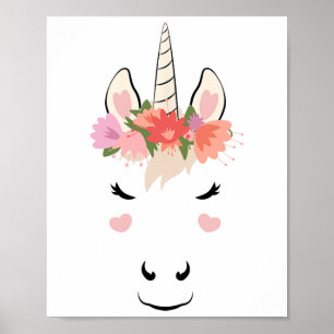 Eenhoorn Gezicht Wimpers Liefde Halloween Kostuum Poster