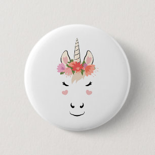 Eenhoorn Gezicht Wimpers Liefde Halloween Kostuum  Ronde Button 5,7 Cm