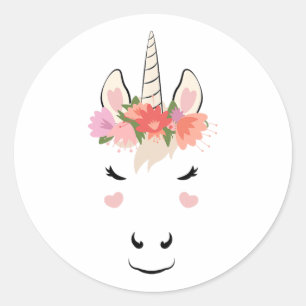 Eenhoorn Gezicht Wimpers Liefde Halloween Kostuum Ronde Sticker