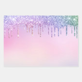 Eenhoorn Gezichten en Glitter Wrapping Papier Blad Inpakpapier Vel (Voorkant 2)