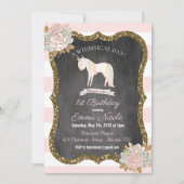 Eenhoorn Glitter 1e Verjaardag uitnodiging (Voorkant)