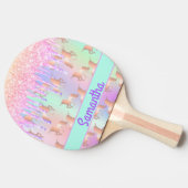 Eenhoorn glitter druipt roze meisjesnaam tafeltennisbatje (Zijkant)