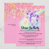 Eenhoorn glitter fee roze paarse regenboog meisjes kaart (Voorkant / Achterkant)