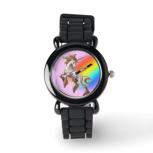 eenhoorn glitter horloge (Voorkant)