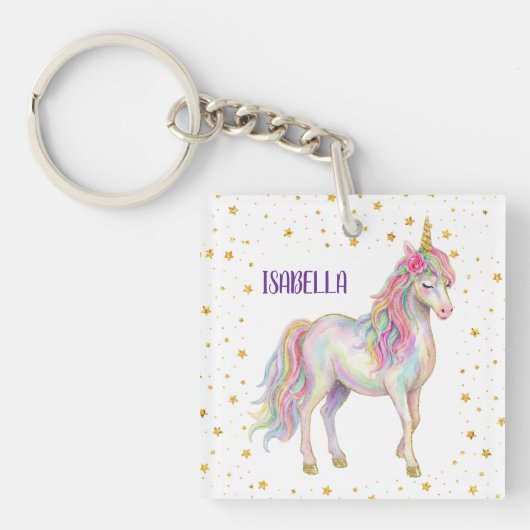 Eenhoorn Glitter Meisjes Sleutelhanger (voorkant)