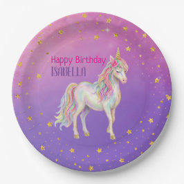 Eenhoorn Glitter Meisjes Verjaardag Papieren Bordje