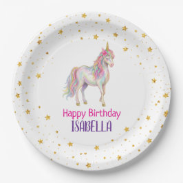 Eenhoorn Glitter Meisjes Verjaardag Papieren Bordje
