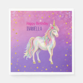 Eenhoorn Glitter Meisjes Verjaardag Servet