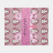 Eenhoorn Glitter Patroon Fleece Deken (Voorkant (Horizontaal))