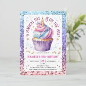 Eenhoorn Glitter Regenboog Cupcake | 9e verjaardag Kaart (Staand voorkant)