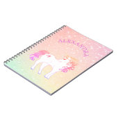 Eenhoorn Glitter Roze Cute Aangepast Notitieboek (Linkerzijde)