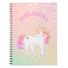 Eenhoorn Glitter Roze Cute Aangepast Notitieboek
