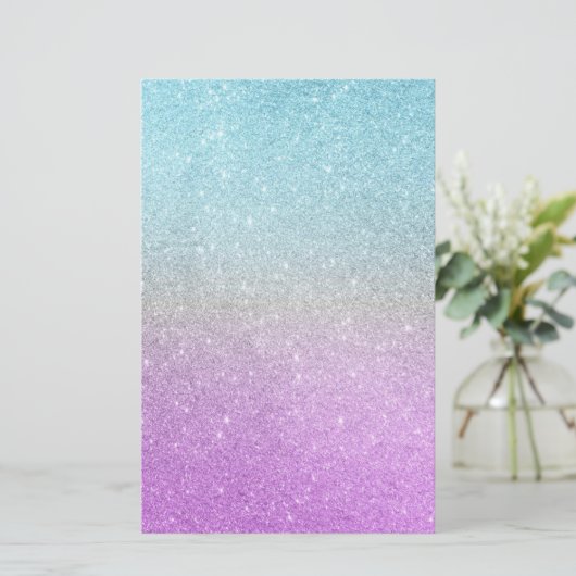 Eenhoorn glitter Stationery Briefpapier (Staand voorkant)