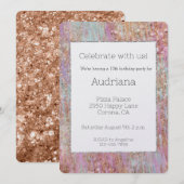 Eenhoorn Glitzy Roos Gouden Glitter Sparkle Verjaa Kaart (Voorkant / Achterkant)