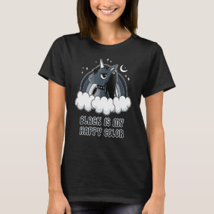 Eenhoorn Gothic Black is mijn gelukkige kleur T-shirt