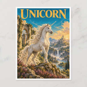 Eenhoorn, gotisch fantasymonster briefkaart