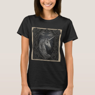 Eenhoorn gotische fantasie zwarte stijl T-shirt