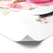 Eenhoorn Goud Bloemig Cute Trendy Poster (Hoek)