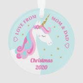 Eenhoorn Goud Glitter Dochter Kerstmis Ornament (achterkant)