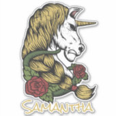 Eenhoorn Goud Roos Sticker (Voorkant)