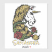 Eenhoorn Goud Roos Sticker (Vel)