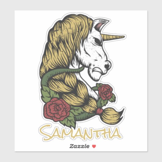 Eenhoorn Goud Roos Sticker (Vel)