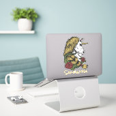 Eenhoorn Goud Roos Sticker (Laptop op bureau)