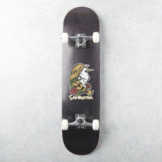 Eenhoorn Goud Roos Sticker (Skateboard)