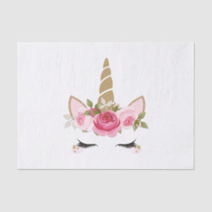 Eenhoorn Goud Roze Bloemen Mooie Trendy Tissue Pap Tissuepapier