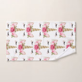 Eenhoorn Goud Roze Bloemen Schattige Trendy Badhan Bad Handdoek (Handdoek)