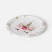 Eenhoorn Goud Roze Bloemen Schattige Trendy Party Papieren Bordje (Gekanteld)