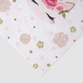 Eenhoorn Goud Roze Bloemen Schattige Trendy Party Tissuepapier (Detail)