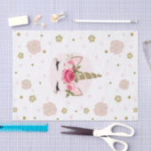 Eenhoorn Goud Roze Bloemen Schattige Trendy Party Tissuepapier (Craft)