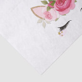 Eenhoorn Goud Roze Bloemen Schattige Trendy Weefse Tissuepapier (Detail)