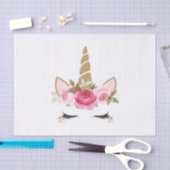Eenhoorn Goud Roze Bloemen Schattige Trendy Weefse Tissuepapier (Craft)