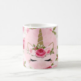 Eenhoorn Goud Roze Bloemrozen Mooie Trendy Koffiemok
