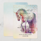 Eenhoorn Gouden Confetti Glitter Verjaardag Kaart (Voorkant / Achterkant)