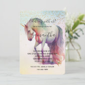 Eenhoorn Gouden Confetti Glitter Verjaardag Kaart (Staand voorkant)