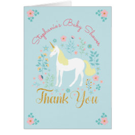  eenhoorn gouden glitter Baby shower dank u