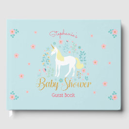  eenhoorn gouden glitter Baby shower Gastenboek