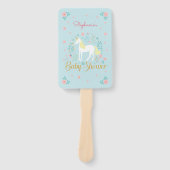  eenhoorn gouden glitter Baby shower Handwaaier (Voorkant)