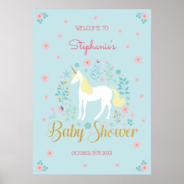  eenhoorn gouden glitter Baby shower Poster