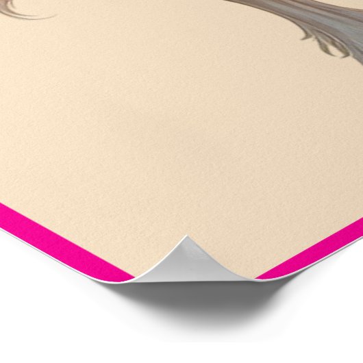 Eenhoorn Gouden Hoorn Roze Rozen & Lint Poster (Hoek)